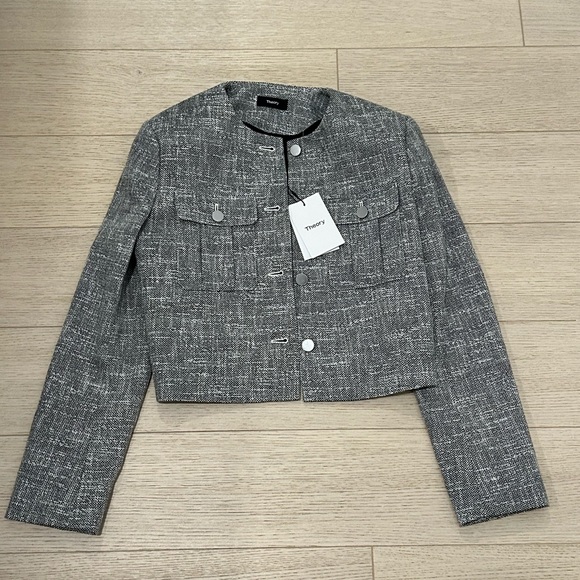 NWT Theory Cotton Tweed Military Jacket Size 6 - Picture 9 of 10